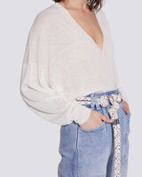 ERICA RELAXED LINEN V NECK SWEATER image number null